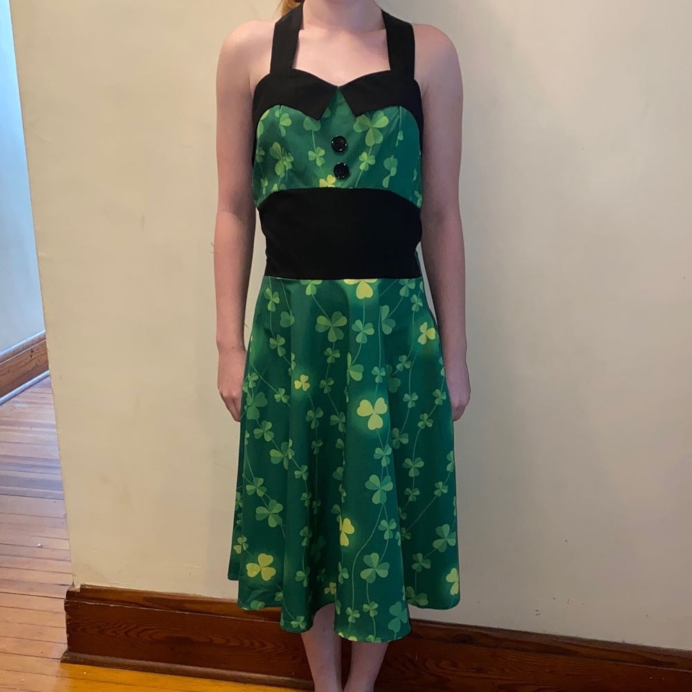 Irish shamrock Green and Black Women's Dress size small